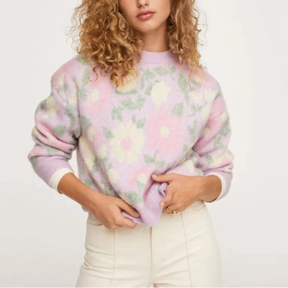 MANGO Flowers Knit Sweater - Picture 1 of 12